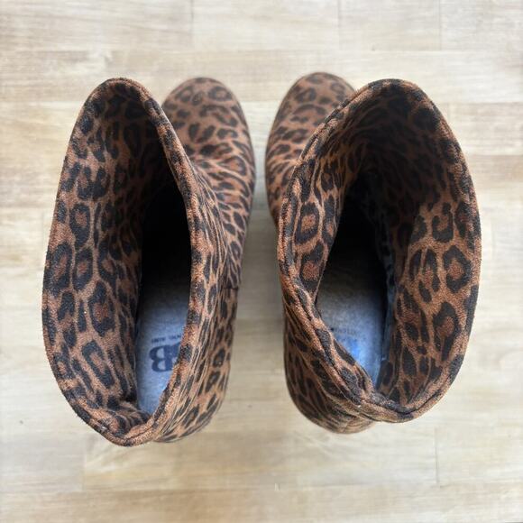 GIANNI BINI Womens Size 8M Leopard Suede Slouch Ankle Platform Wedge Bootie Read - Picture 7 of 11
